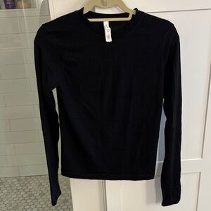 Athleta Black Long-Sleeve Ascent Seamless Top